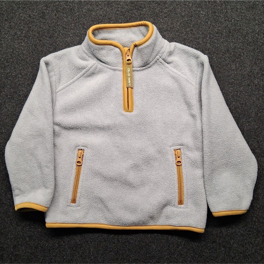 Vintage Y2K Old Navy Toddler 1/4 Zip Gray Fleece Pullover Jacket Kids Size 2T